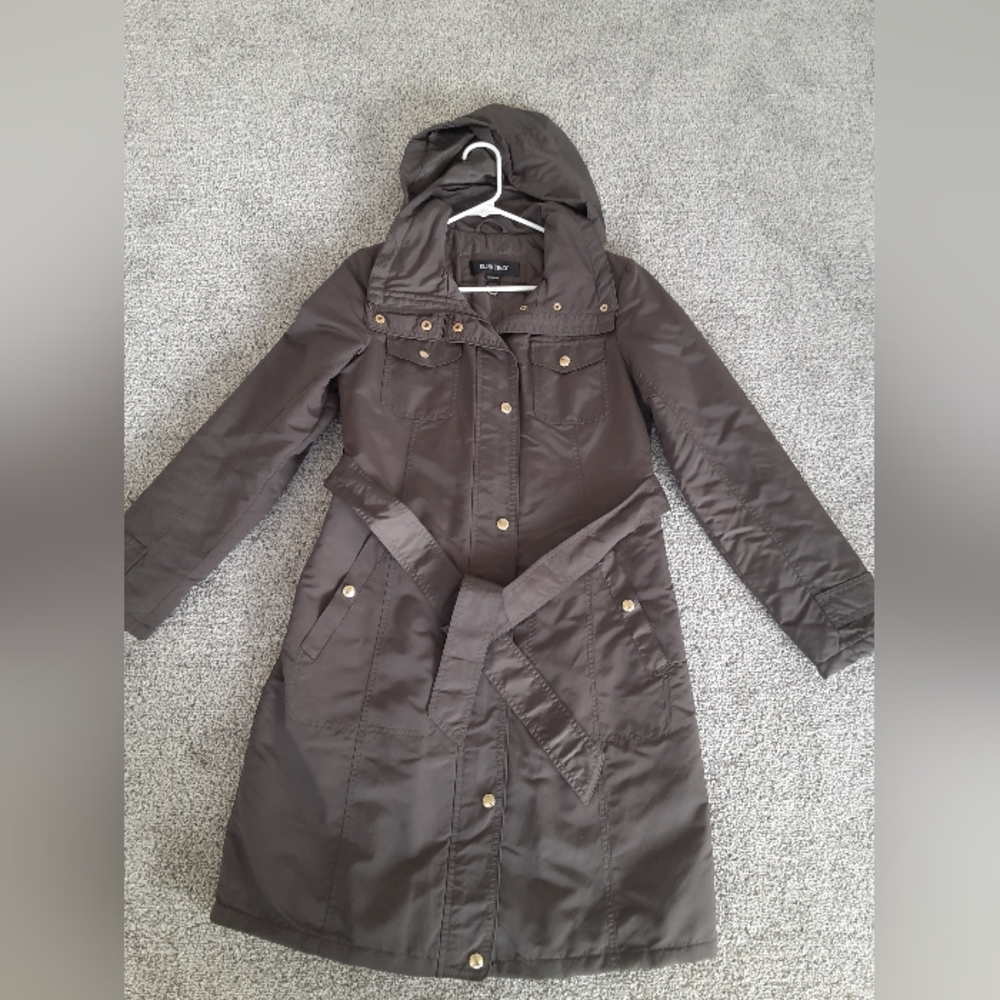 Ellen Tracey olive insulated trench coat